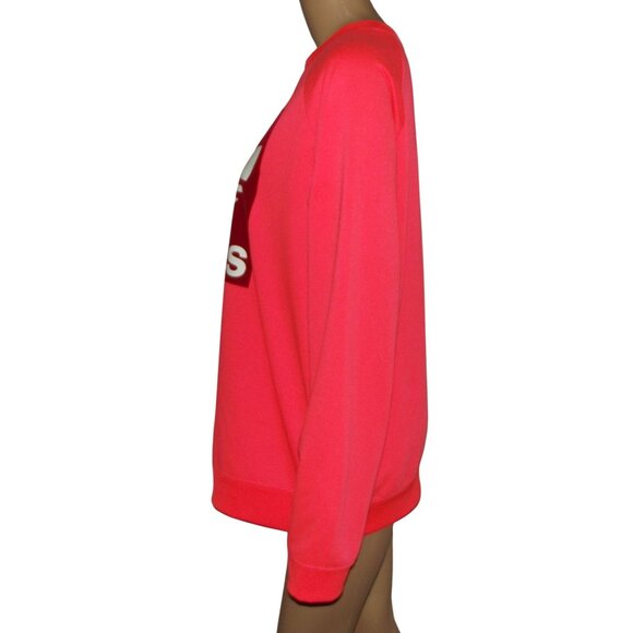 Adidas Sweatshirt Womens Size XL Neon Pink Coral red Trefoil crew neck - Picture 8 of 11